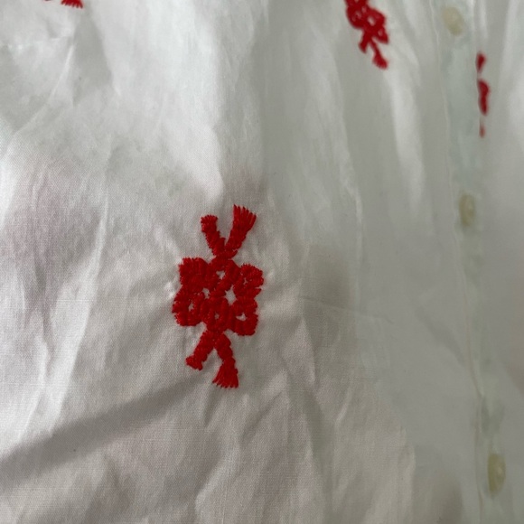 J Crew Cotton Poplin Slim Shirt With Red Knot Embroidery - Picture 5 of 9